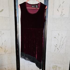 Kathie Lee Collection Asymmetrical Velvet Dress - Burgundy